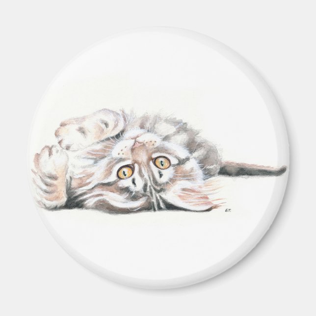 Cute Watercolor Maine Coon Kitty Magnet (Vorne)