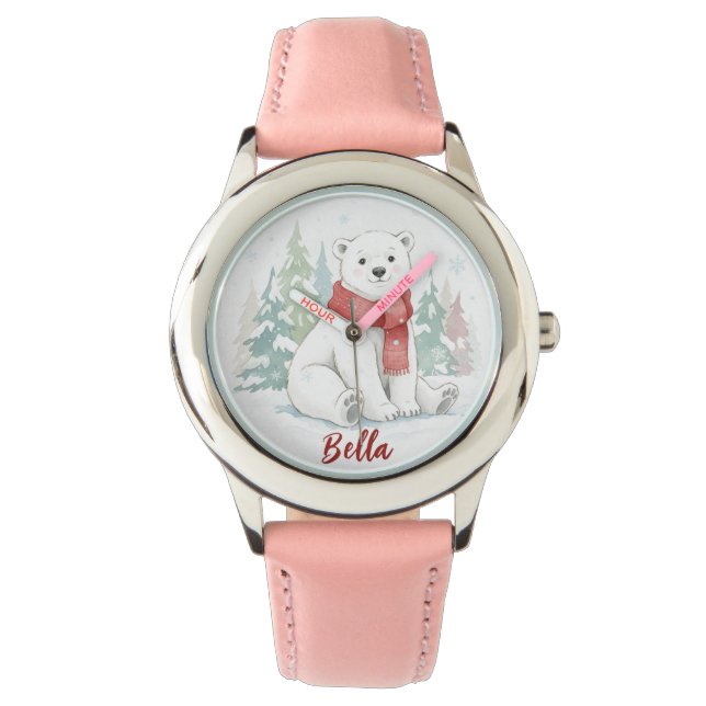 Cute watercolor Polar Bear Armbanduhr (Vorderseite)