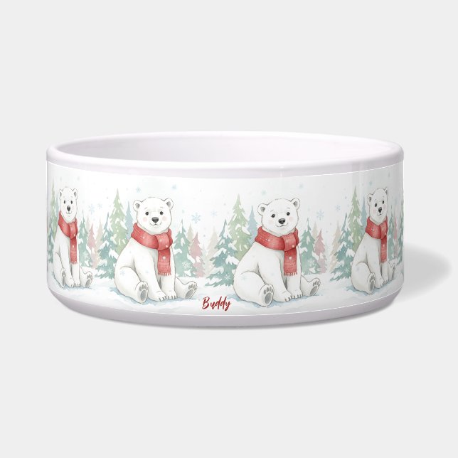 Cute watercolor Polar Bear Pet Napf (Vorderseite)