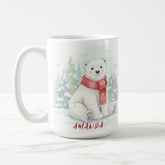 Cute watercolor Polar Bear Winter  Kaffeetasse (Links)