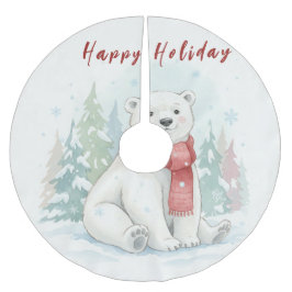 Cute watercolor Polar Bear Winter  Polyester Weihnachtsbaumdecke
