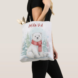 Cute watercolor Polar Bear Winter Tasche