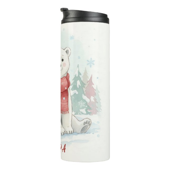 Cute watercolor Polar Bear Winter  Thermosbecher (Nach rechts gedreht)