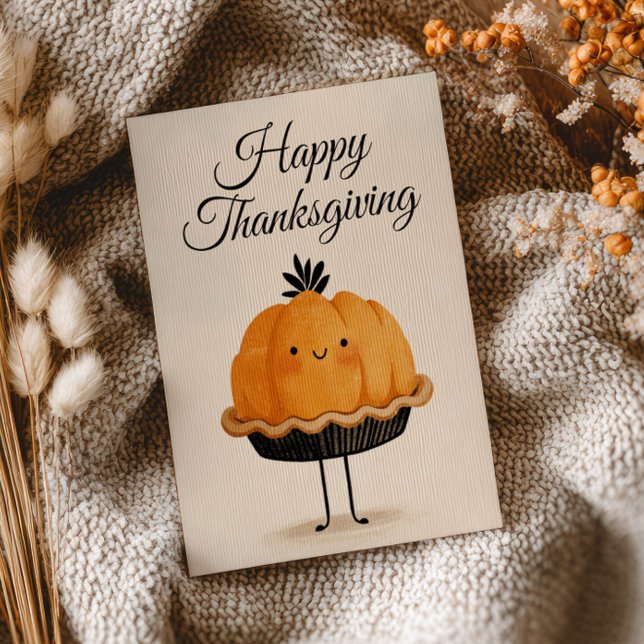  Cute Watercolor Pumpkin Pie Happy Thanksgiving  Postkarte (Von Creator hochgeladen)