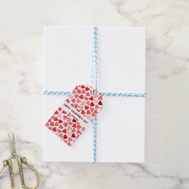 Cute Watercolor Seamless Hearts  Valentine's Day   Geschenkanhänger (Mit Garn)