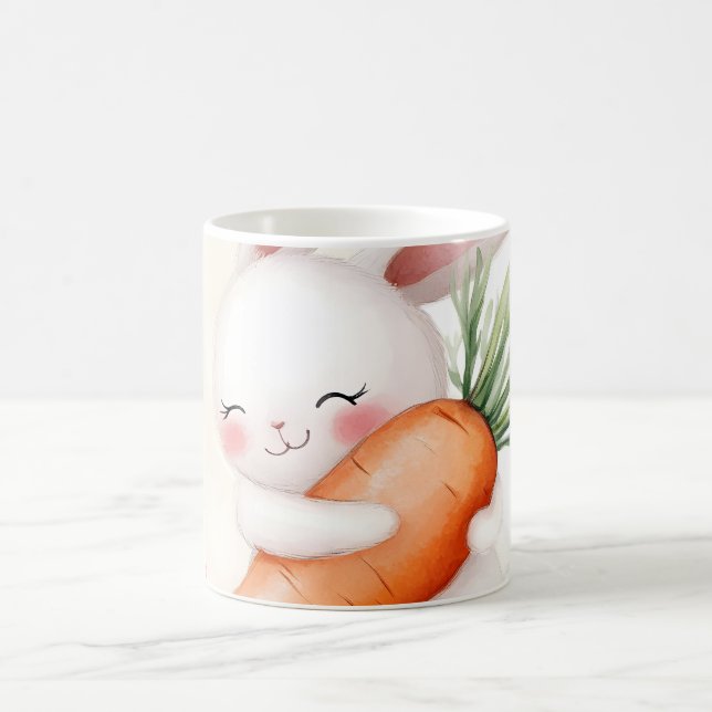 Cute Watercolor Spring Bunny Carrot Kaffeetasse (Mittel)