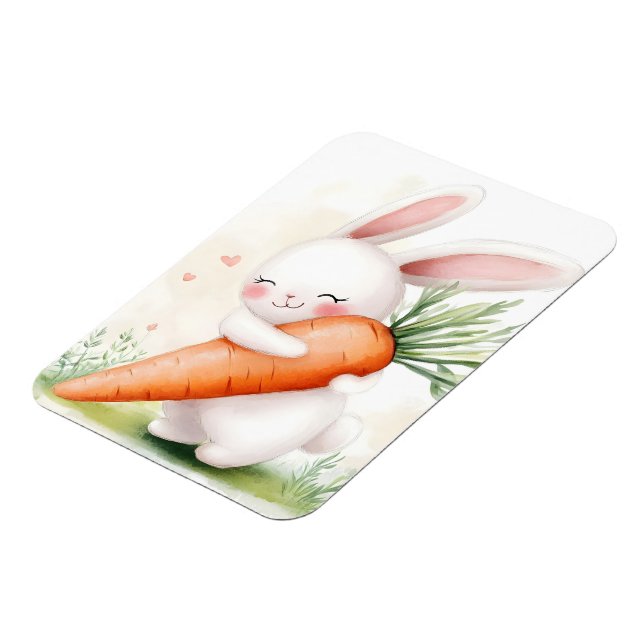 Cute Watercolor Spring Bunny Carrot Magnet (Linke Seite)