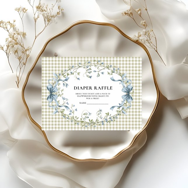 Cute Watercolor Squirrel Gingham Diaper Raffle  Begleitkarte (Von Creator hochgeladen)