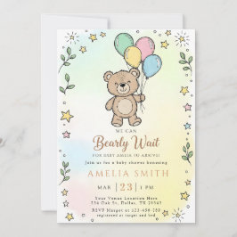 Cute Watercolor Teddy bear Illustration babyshower Einladung