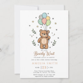 Cute Watercolor Teddy bear Illustration babyshower Einladung