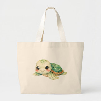 Cute Watercolor Turtle  Jumbo Stoffbeutel