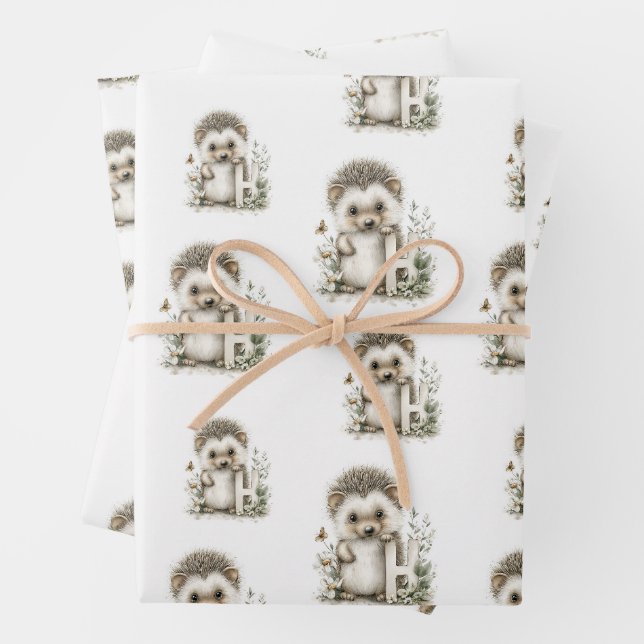 Cute watercolour baby animal alphabet Hedgehog Geschenkpapier Set (Beispiel)