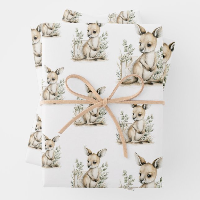 Cute watercolour baby animal alphabet Kangaroo Geschenkpapier Set (Beispiel)