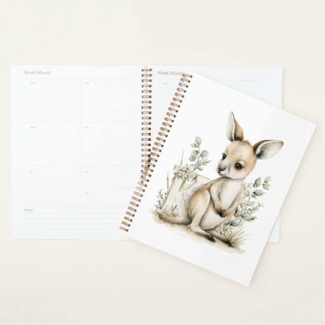 Cute watercolour baby animal alphabet Kangaroo Planer (Anzeige)