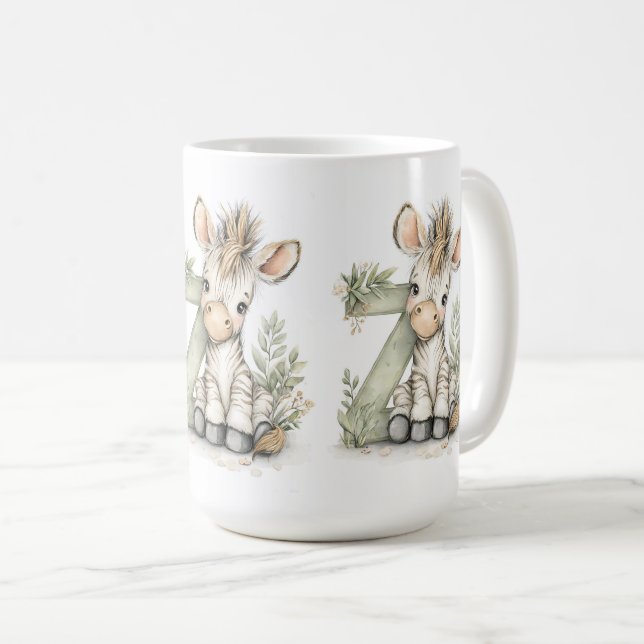 Cute watercolour baby animal alphabet Zebra Kaffeetasse (VorderseiteRechts)