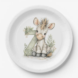 Cute watercolour baby animal alphabet Zebra Pappteller