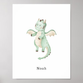 Cute Watercolour Dinosaur Name Poster