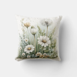 Cute watercolour of wild flowers and grasses  kissen
