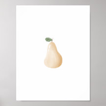 Cute Watercolour Pear Fruit Nursery Poster