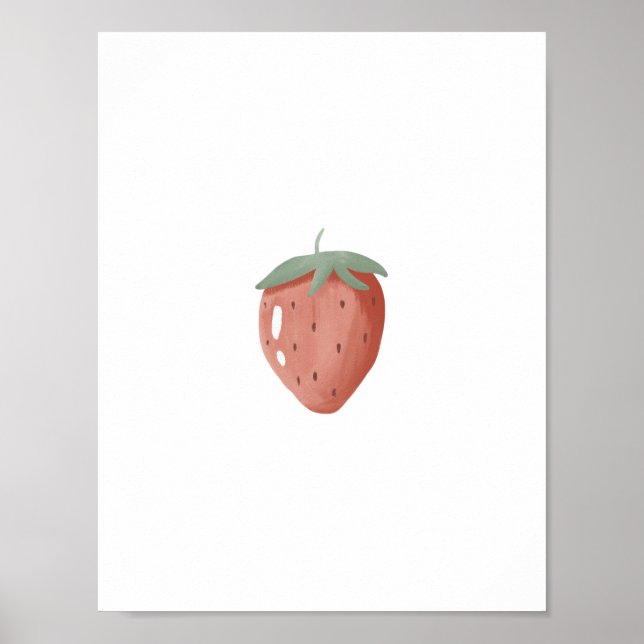 Cute Watercolour Strawberry Fruit Nursery Poster (Vorne)