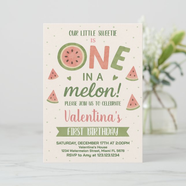 Cute Watermelon Anniversaire Fête Invitation pour  (Debout devant)