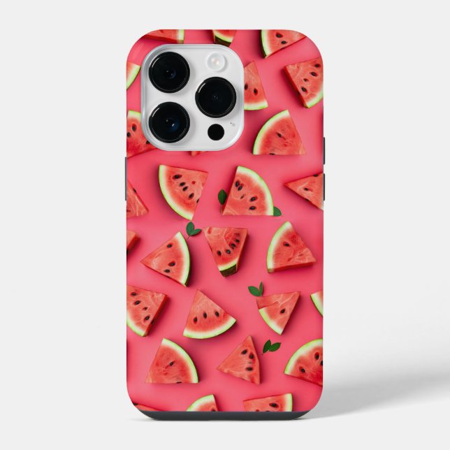 Cute Watermelon Fruit Pattern Pink iPhone Case 14 Pro Hülle (Rückseite)