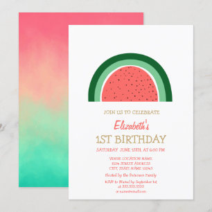 Cute Watermelon Rainbow Invitation Anniversaire