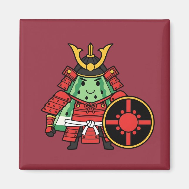 Cute Watermelon Shogun Samurai Warrior Illustratio Magnet (Vorne)