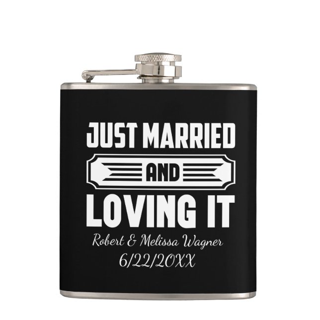 Cute Wedding inspiration add names date  Flachmann (Vorderseite)