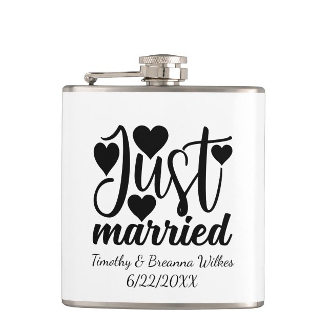 Cute Wedding inspiration add names date  Flachmann (Vorderseite)