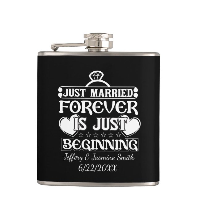 Cute Wedding inspiration add names date  Flachmann (Vorderseite)