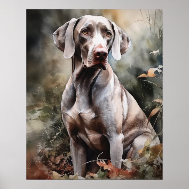 Cute Weimaraner Chien Art Imprimer Poster (Devant)