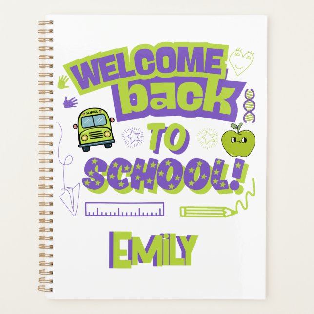 Cute Welcome Back To School Purple Green (Devant)