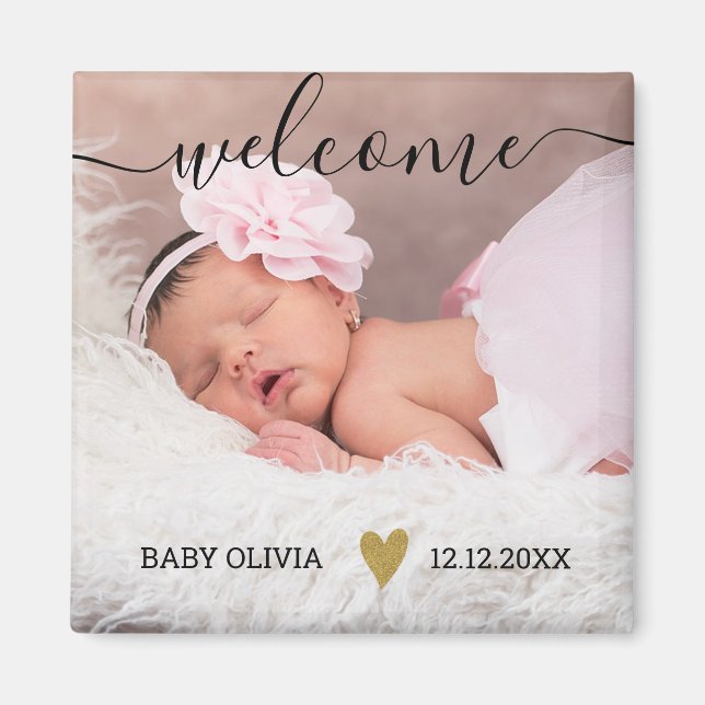 Cute Welcome New Baby Announcement Photo Magnet (Vorne)