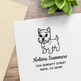 Cute West Highland Terrier Dog Address Gummistempel
