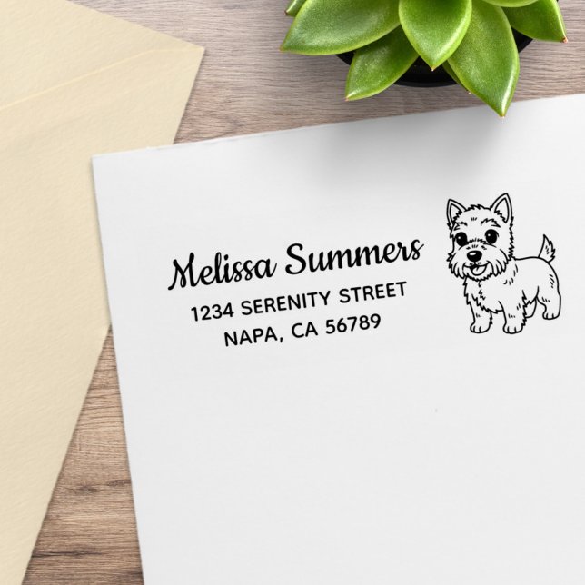 Cute West Highland Terrier Dog Return Address Gummistempel (Von Creator hochgeladen)