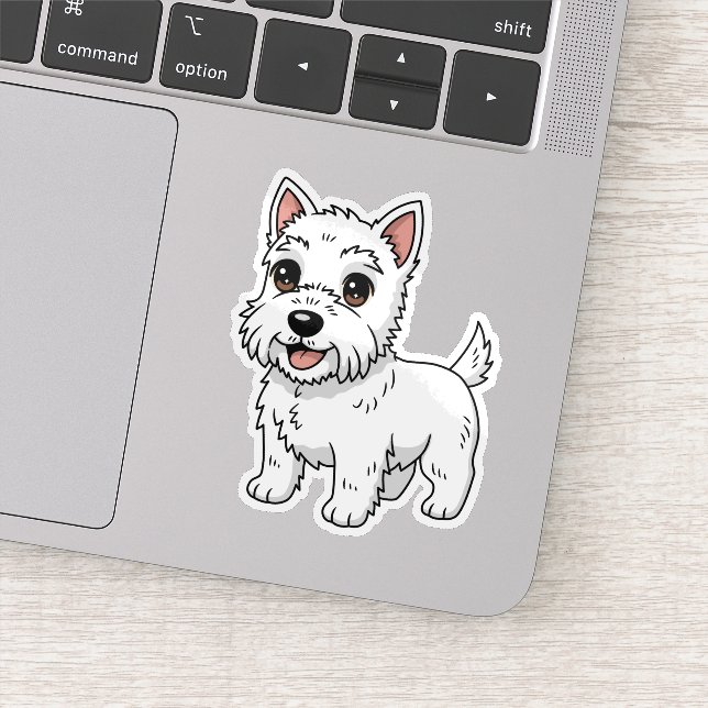 Cute West Highland White Terrier Dog Aufkleber (Detail)