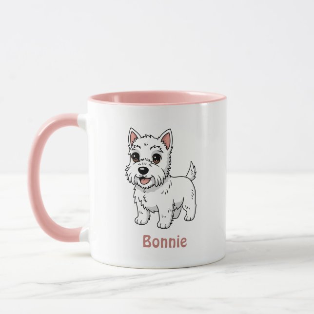Cute West Highland White Terrier Dog Custom Name Tasse (Links)