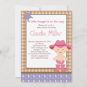 Cute Western Cowgirl Baby Shower Einladung