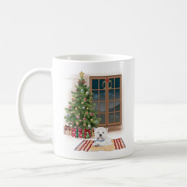 Cute Westie Christmas Mug (Gauche)