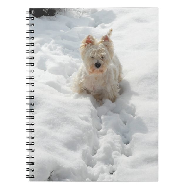 Cute Westie Dog dans le journal du Carnet de neige (Devant)
