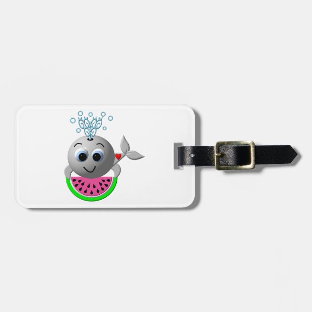 Cute Whale and Watermelon Gepäckanhänger (Vorderseite horizontal)