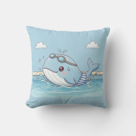 Cute Whale Kids Swimming Design Kissen
