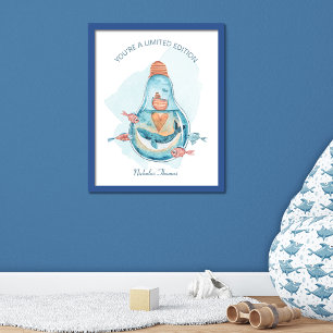 Cute Whale Light Bulb Monogram Poster