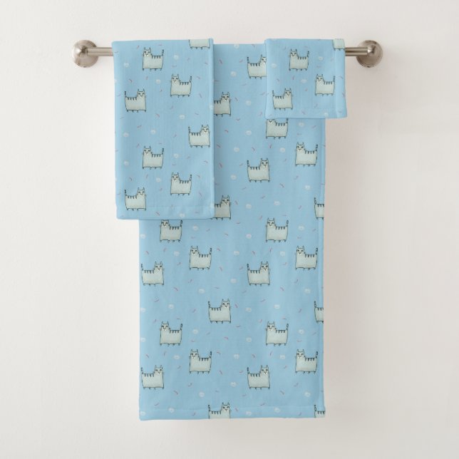 Cute Whimsical Chats Motif en Poudre Bleu (En situation)