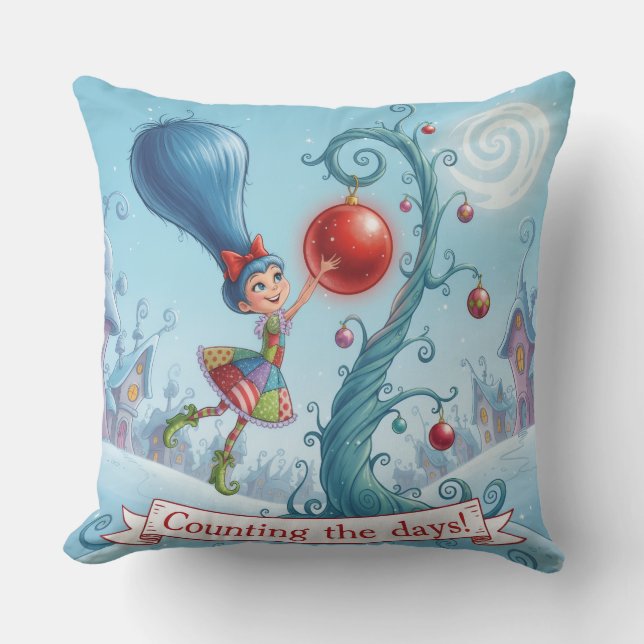 Cute Whimsical Christmas Counting the days - Kissen (Vorderseite)
