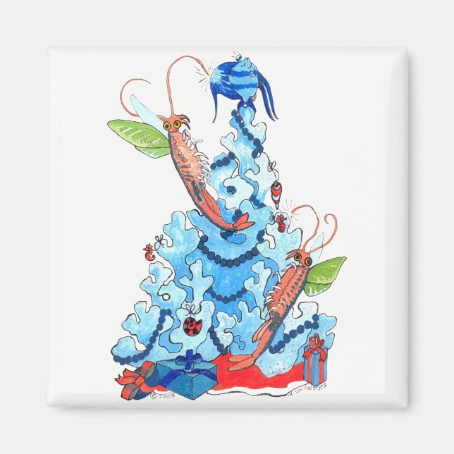 Cute Whimsical Christmas Fairy Shrimp and Tree Magnet (Vorne)