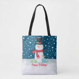 Cute Whimsical Christmas Snowman Tasche