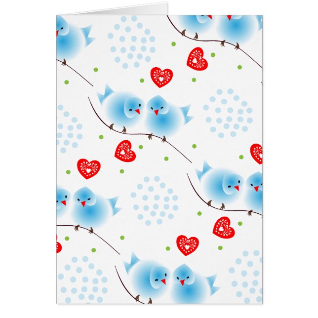 Cute Whimsical Fluffy Blue Inséparables Coeurs rou (Devant)