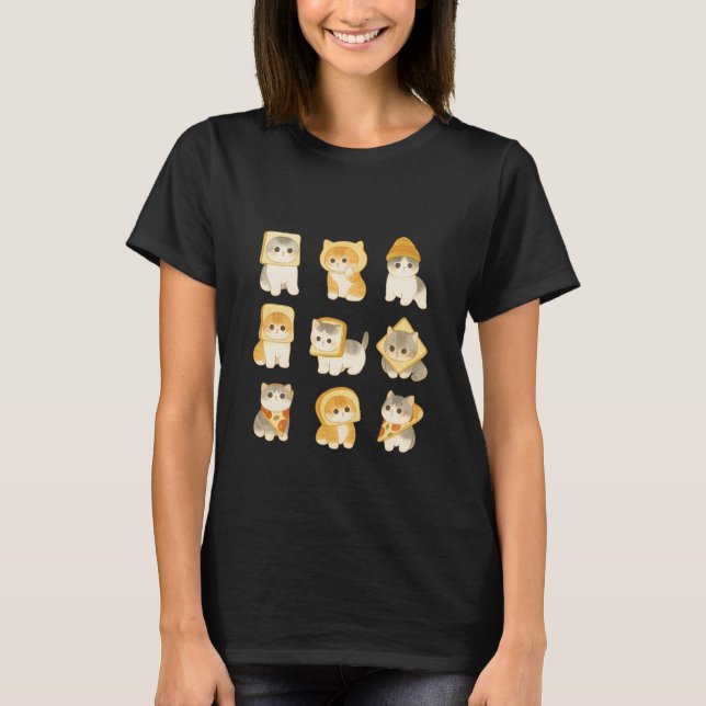 Cute Whimsical Food Cat Art Tshirt (Vorderseite)